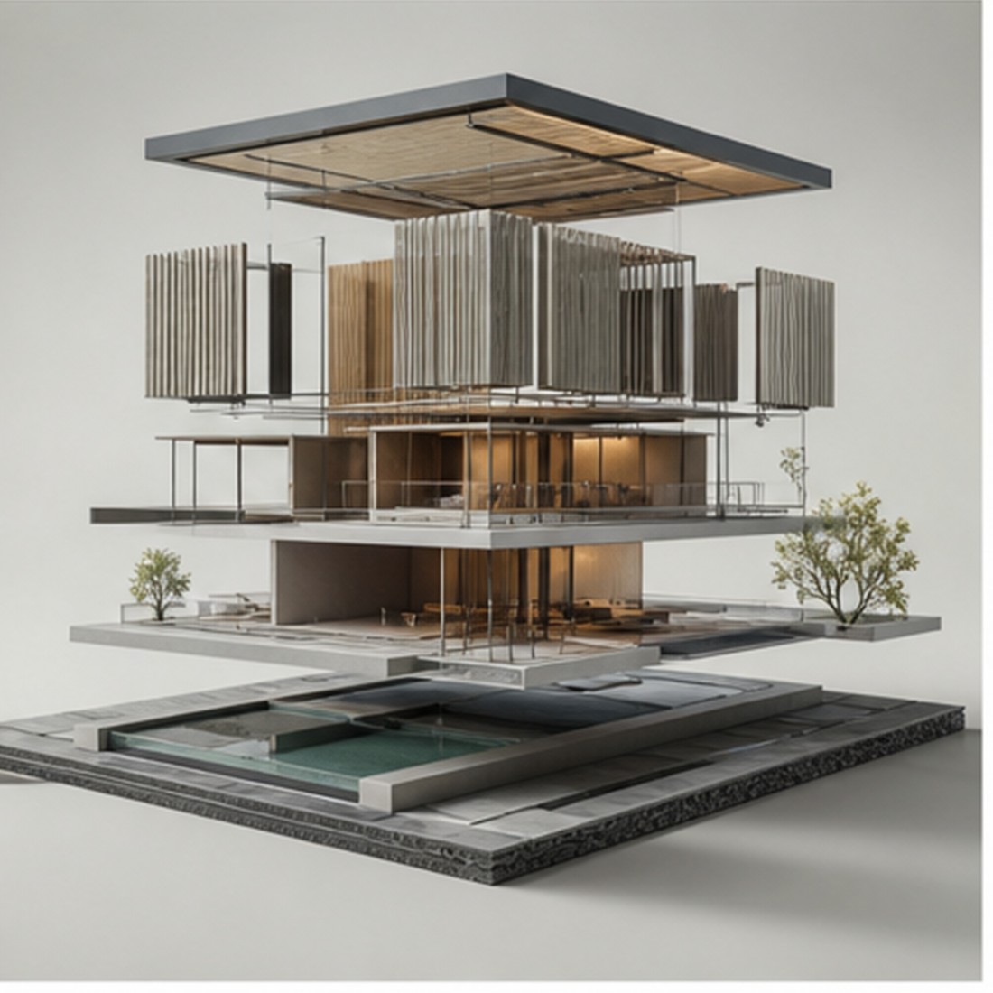 Exploded architectural section model