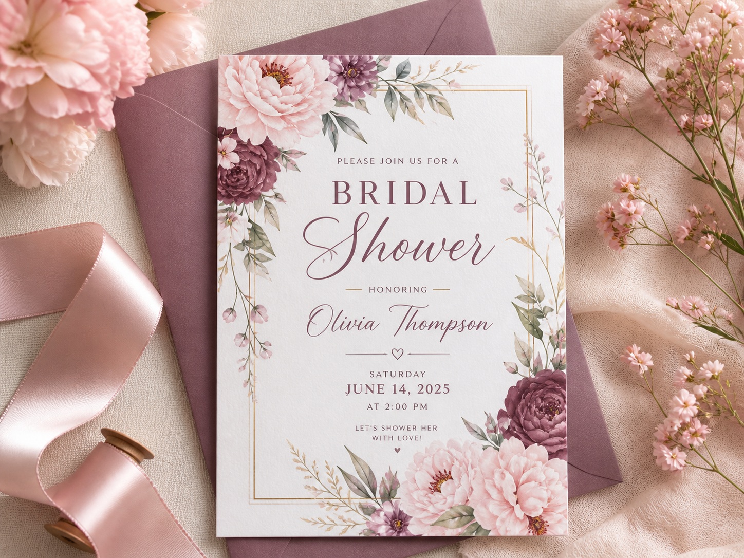 Premium bridal shower invitation mockup
