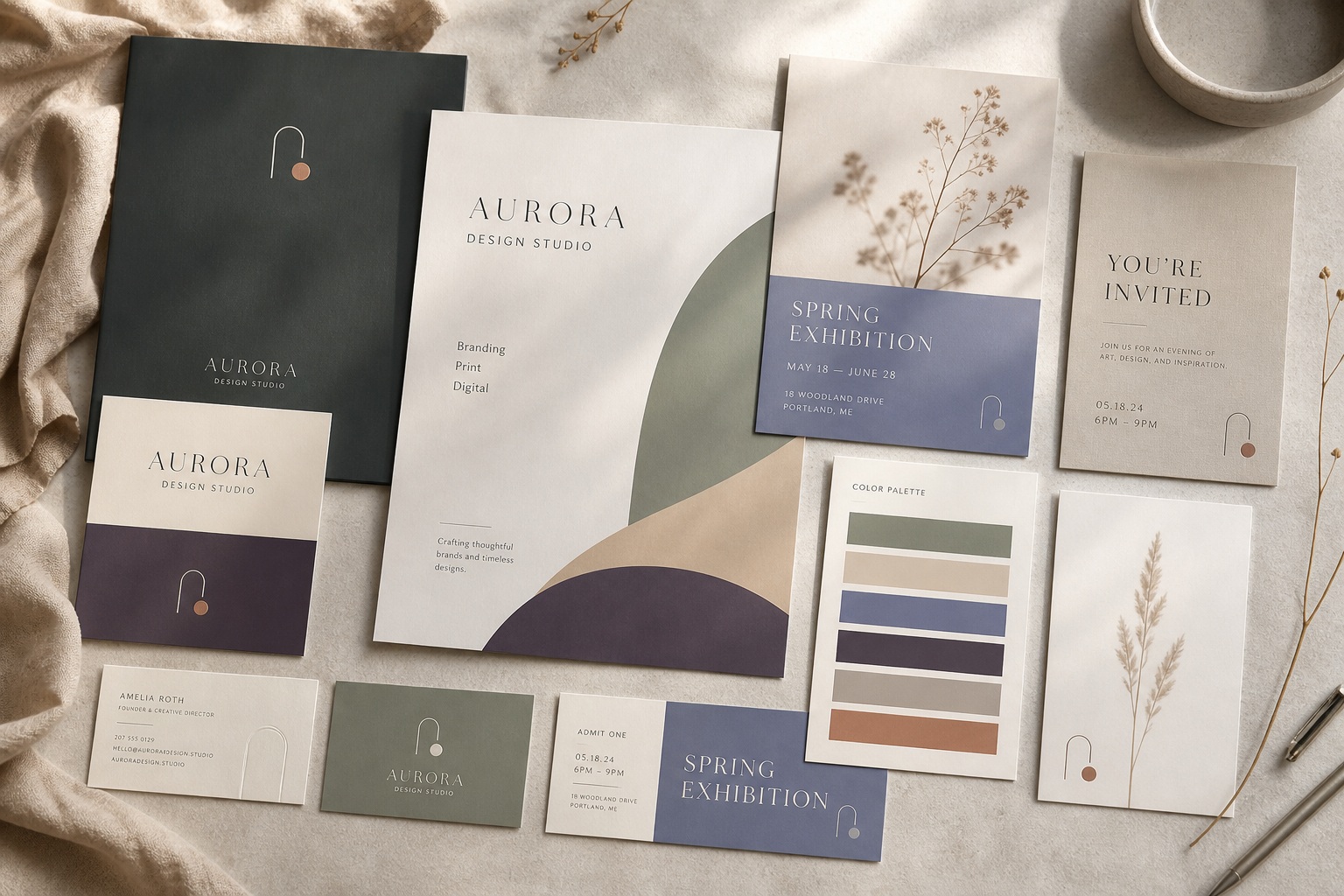 Graphic design brand and print presentation
